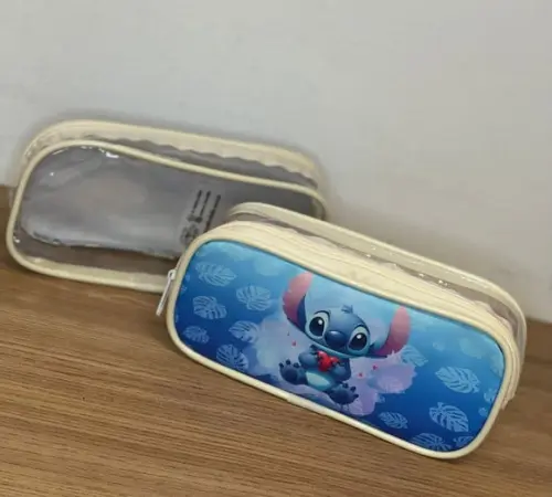 Estojo Plastico Cristal Personalizado Stitch