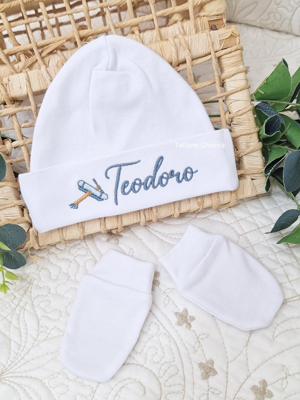Touca de bebê recém nascido bordada - Touca de bebê personaliz