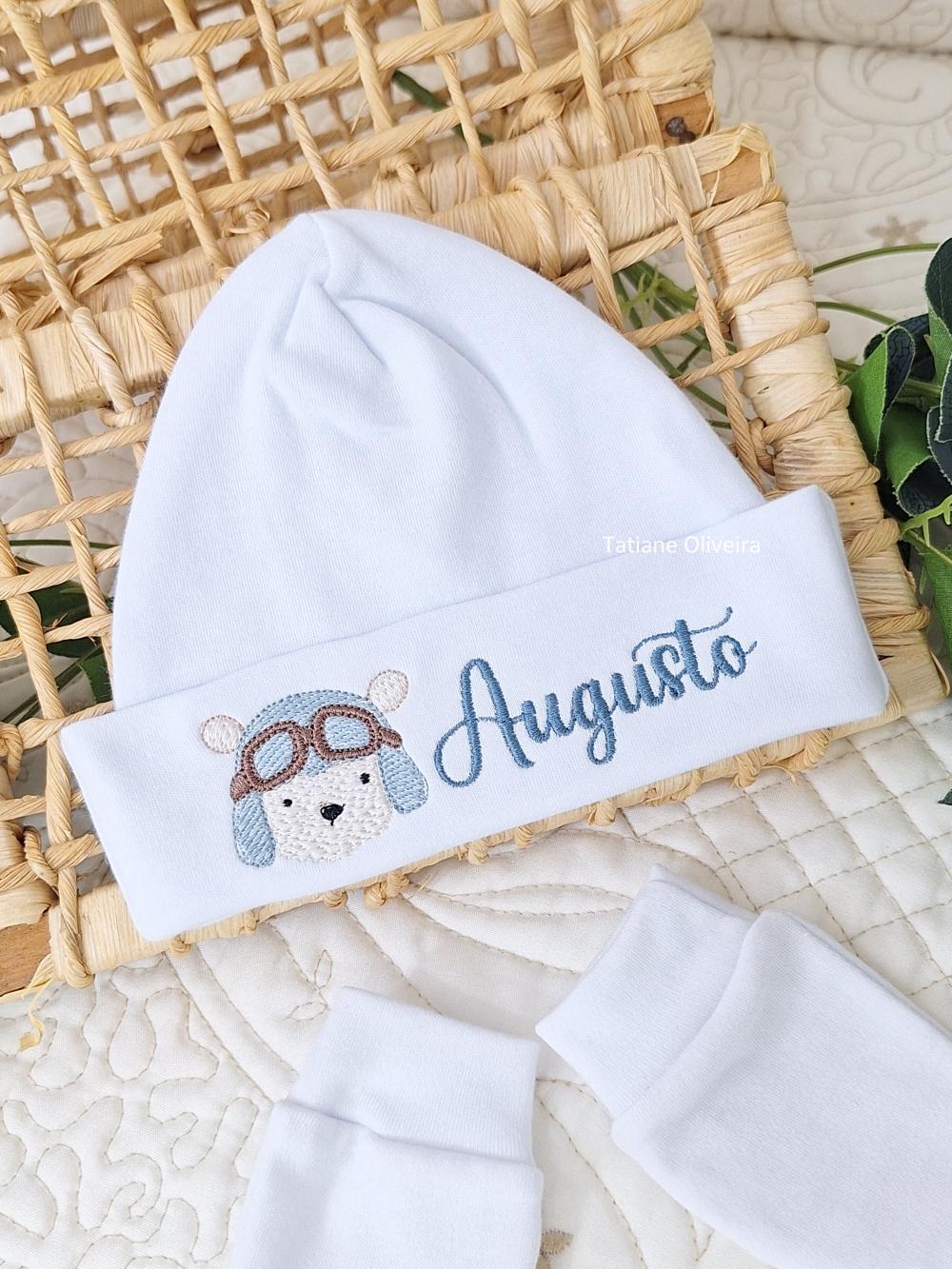 Touca de bebê recém nascido bordada - Touca de bebê personaliz