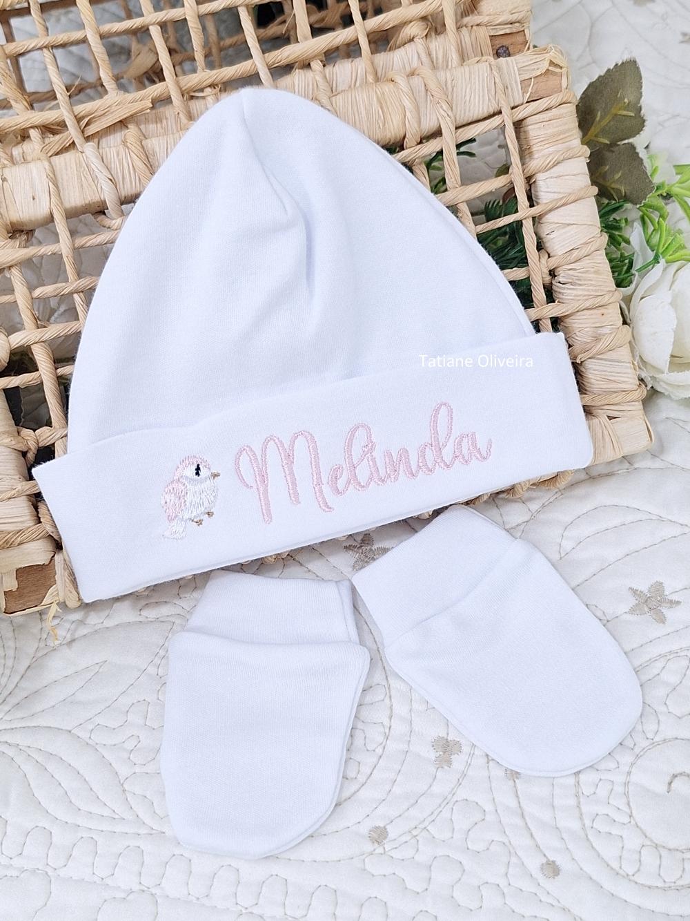 Touca de bebê recém nascido bordada - Touca de bebê personaliz