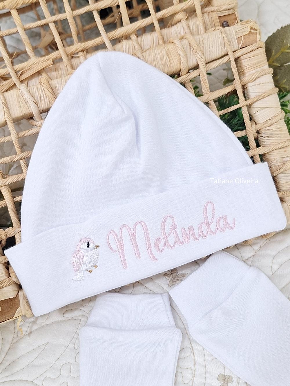 Touca de bebê recém nascido bordada - Touca de bebê personaliz