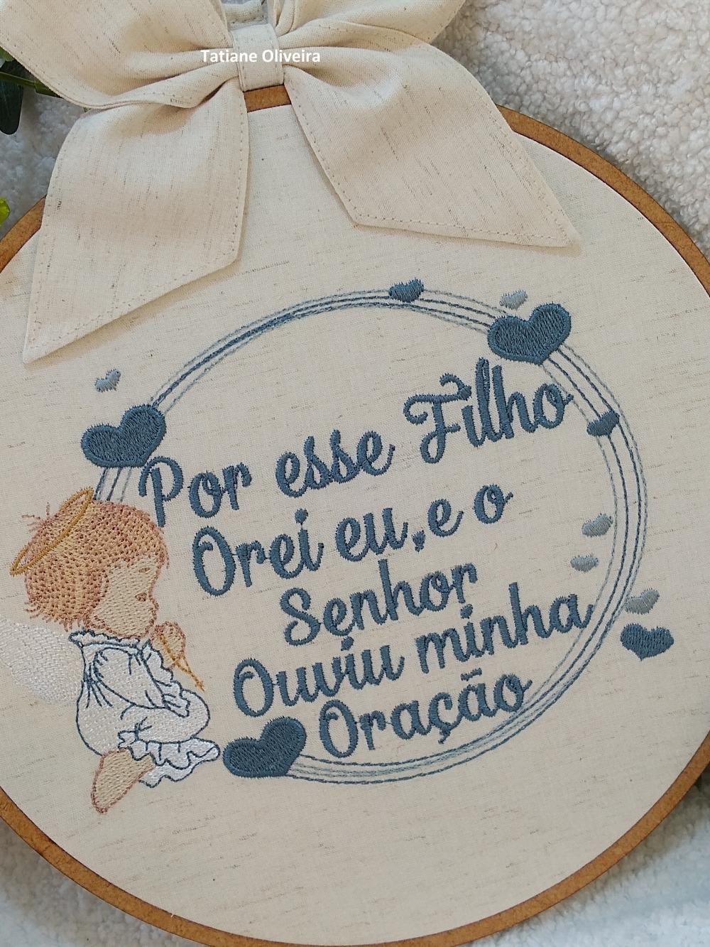 Enfeite maternidade bastidor bordado - Versículo