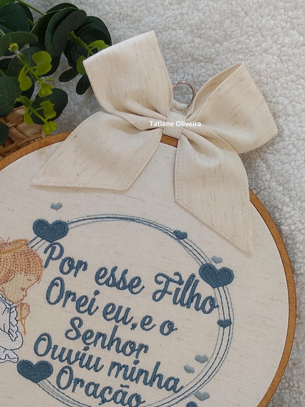 Enfeite maternidade bastidor bordado - Versículo