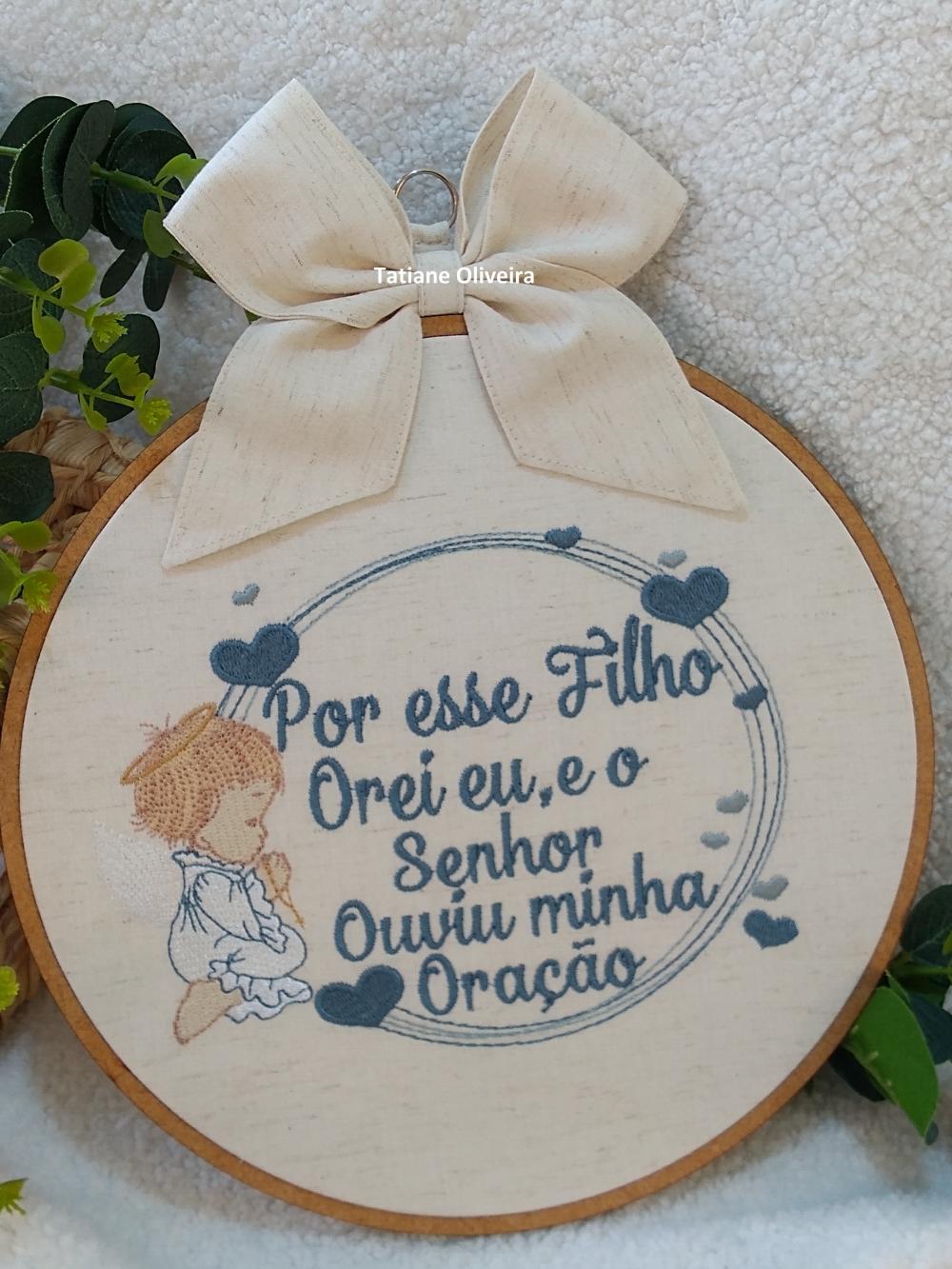 Enfeite maternidade bastidor bordado - Versículo