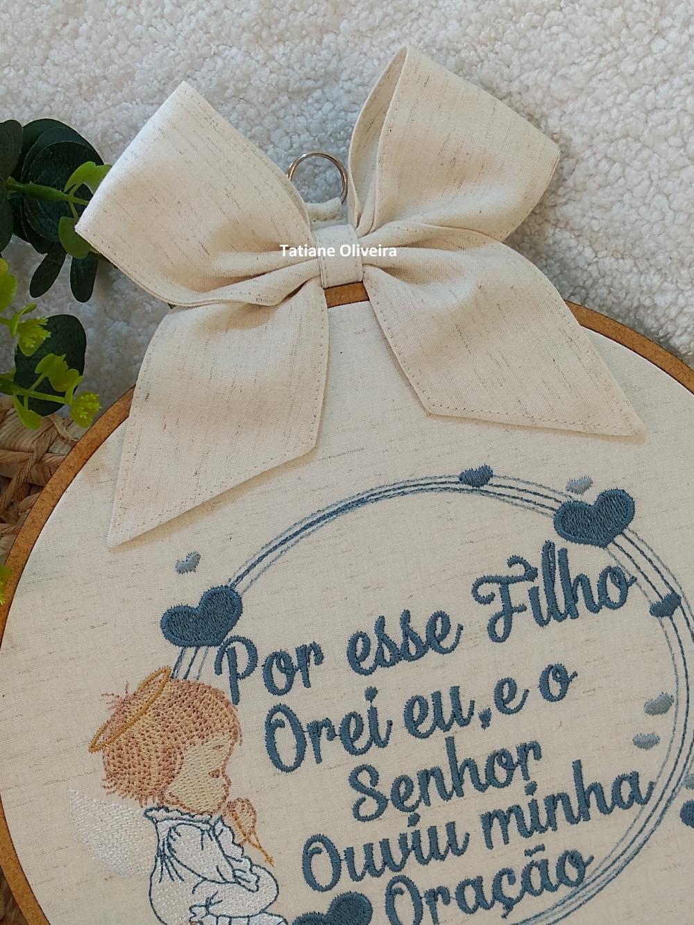 Enfeite maternidade bastidor bordado - Versículo