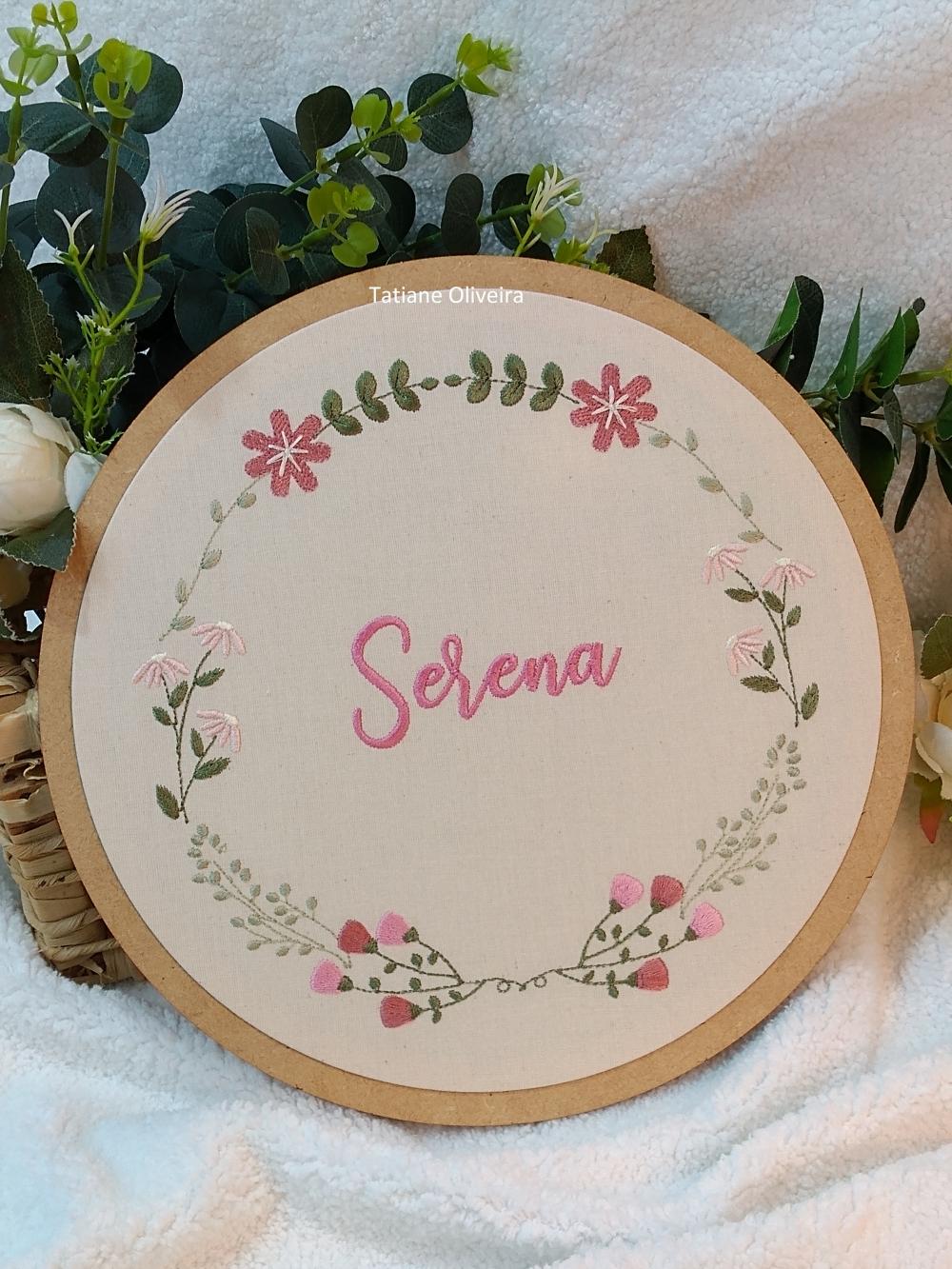 Enfeite Maternidade Bastidor Bordado Flores Delicadas