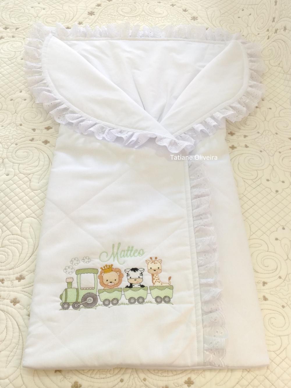Saco de dormir para bebê bordado personalizado - Porta bebê bor