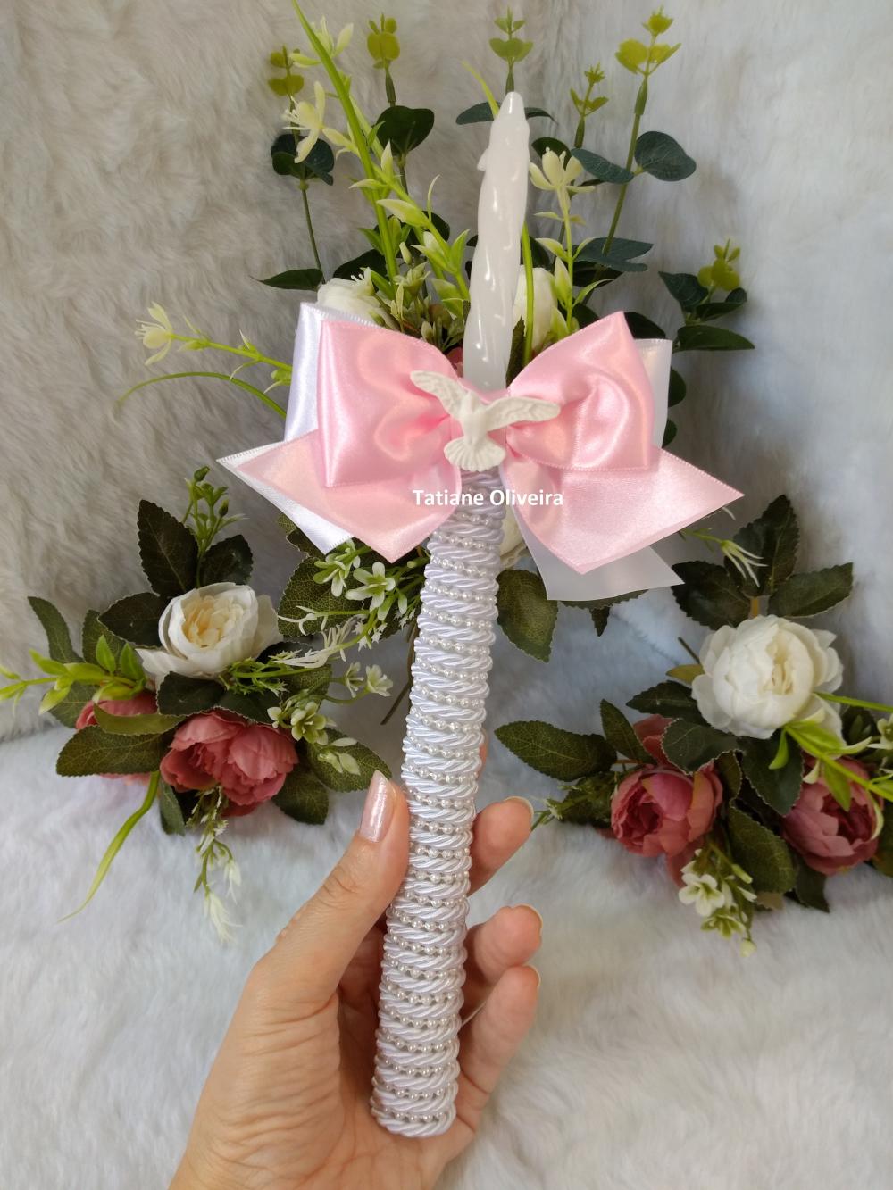 Vela De Batizado Personalizada - Vela De Batismo Decorada