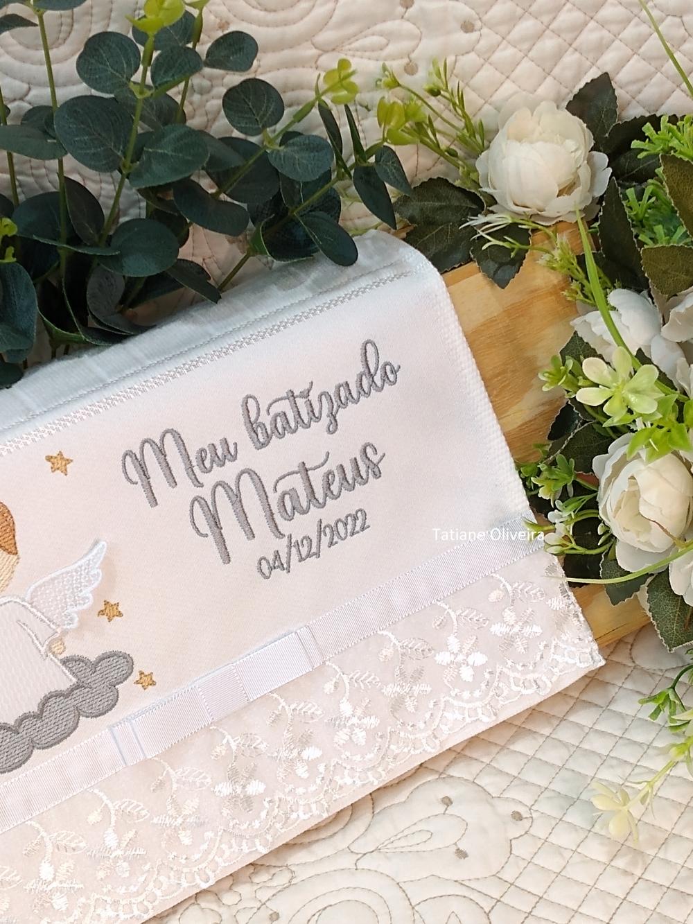 Toalha De Batizado Bordada - Toalha De Batizado Personalizada Com