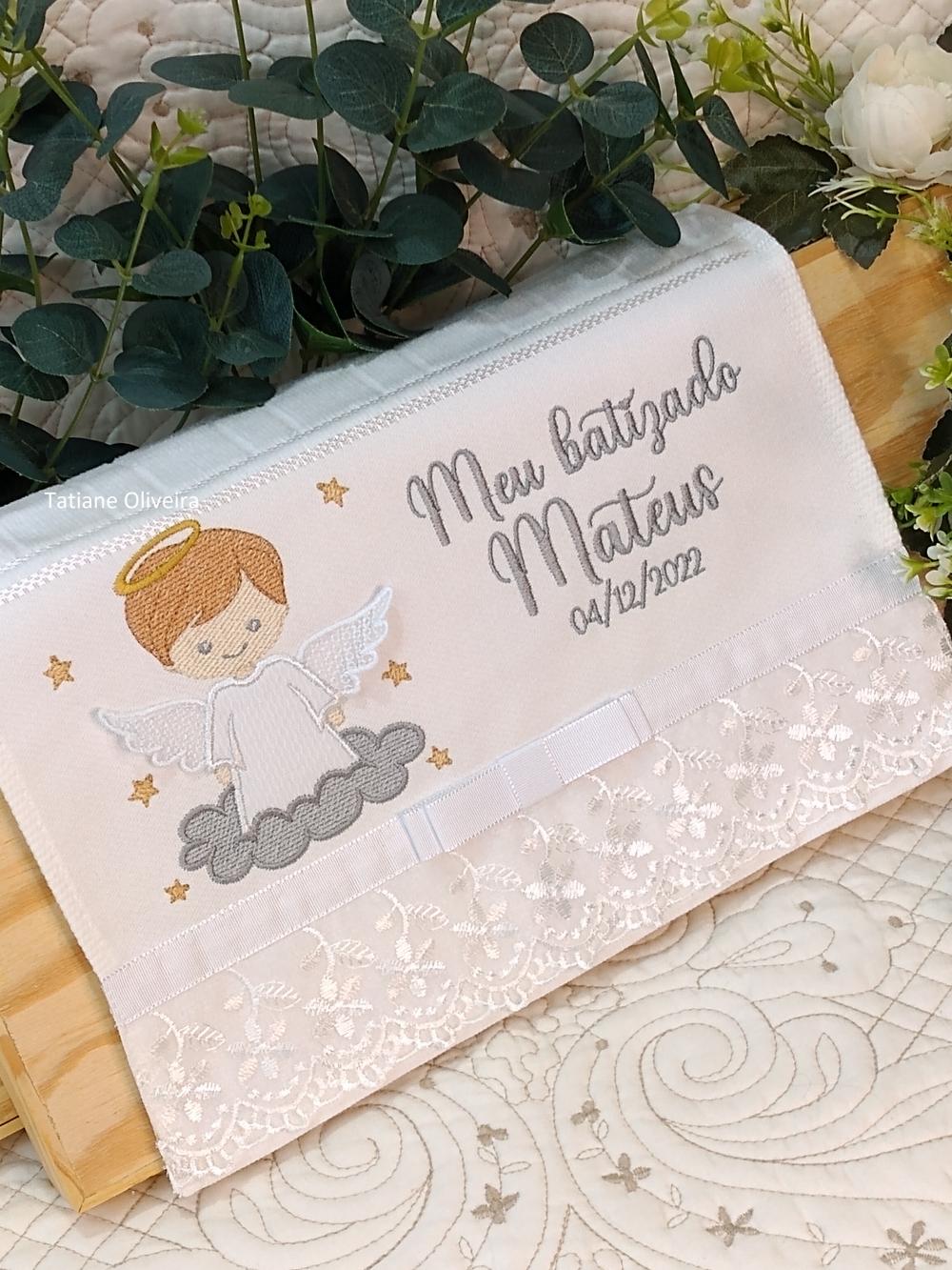 Toalha De Batizado Bordada - Toalha De Batizado Personalizada Com