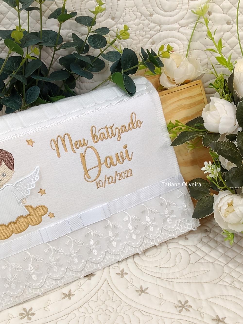 Toalha De Batizado Bordada - Toalha De Batizado Personalizada Com