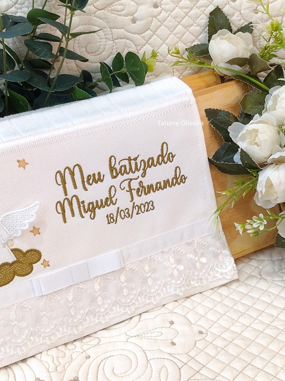 Toalha De Batizado Bordada - Toalha De Batizado Personalizada Com
