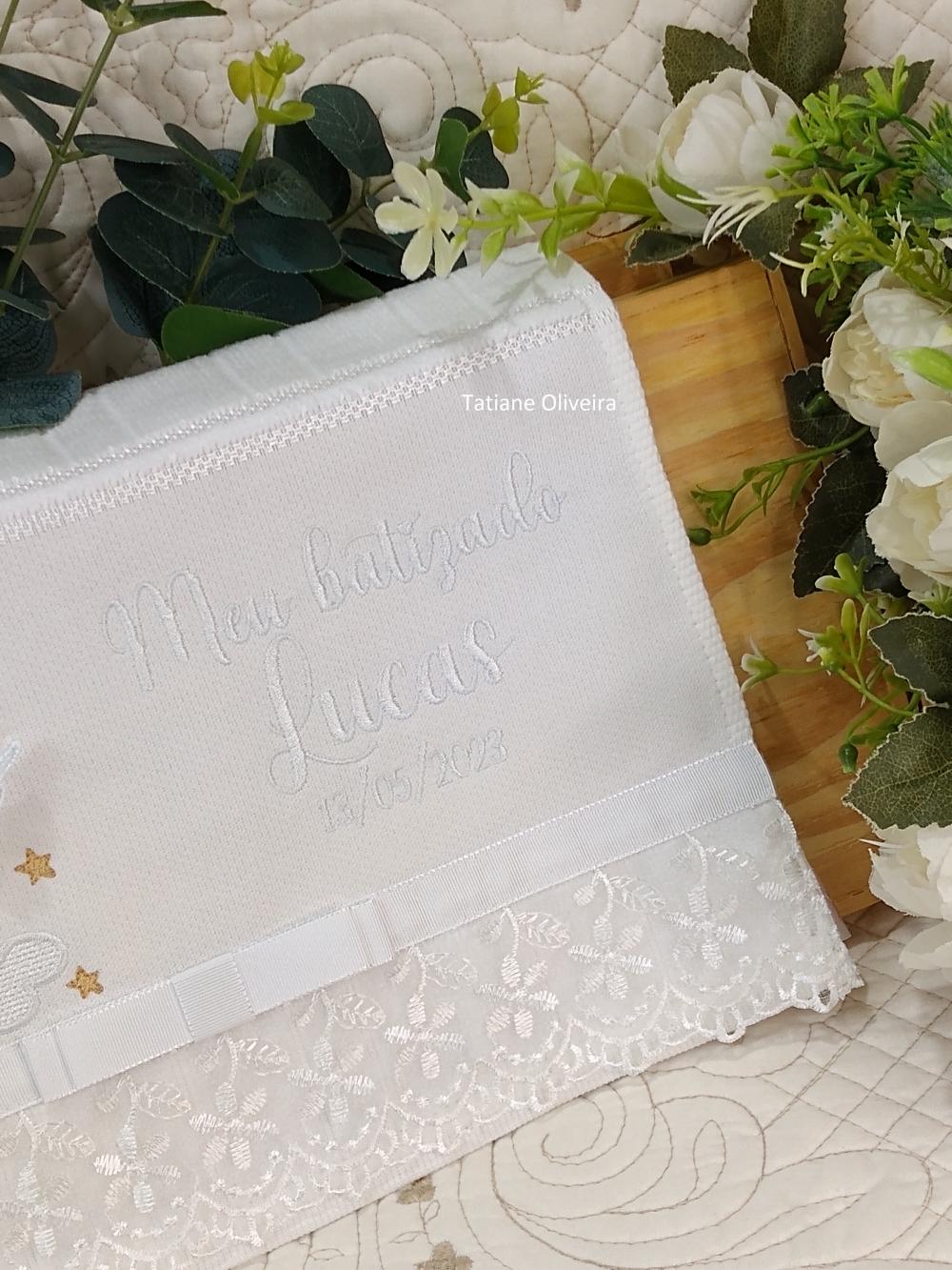 Toalha De Batizado Bordada - Toalha De Batizado Personalizada Com