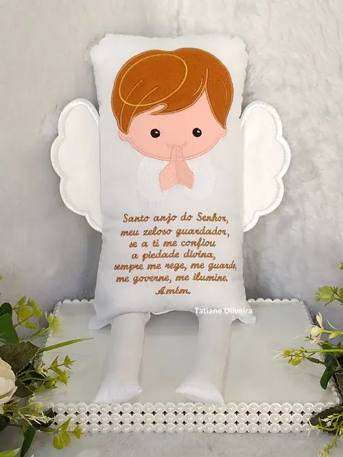 Naninha Anjo Com Oração do Anjo a Guarda - Naninha De Bebê Personalizada Com Oração