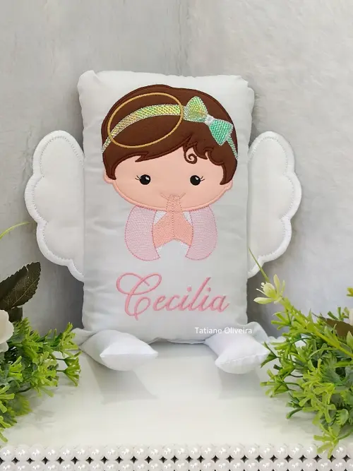 Naninha Anjo Com nome - Naninha De Bebê Personalizada Com nome