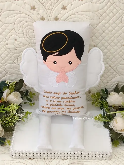 Naninha Anjo Com Oração do Anjo a Guarda - Naninha De Bebê Personalizada Com Oração