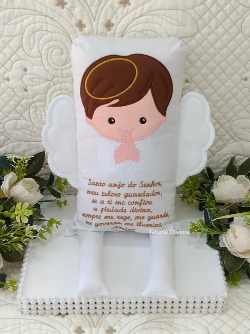 Naninha Anjo Com Oração do Anjo a Guarda - Naninha De Bebê Personalizada Com Oração