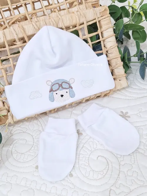Touca de bebê recém nascido bordada - Touca de bebê personaliz