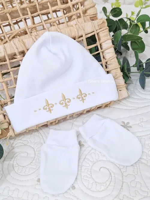 Touca de bebê recém nascido bordada - Touca de bebê personaliz