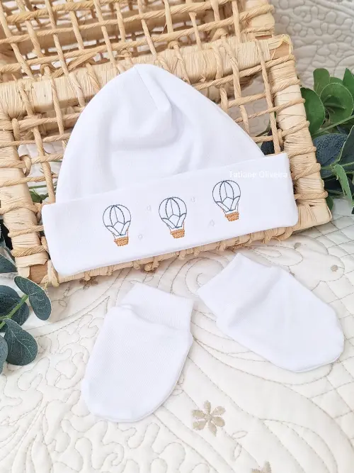 Touca de bebê recém nascido bordada - Touca de bebê personaliz
