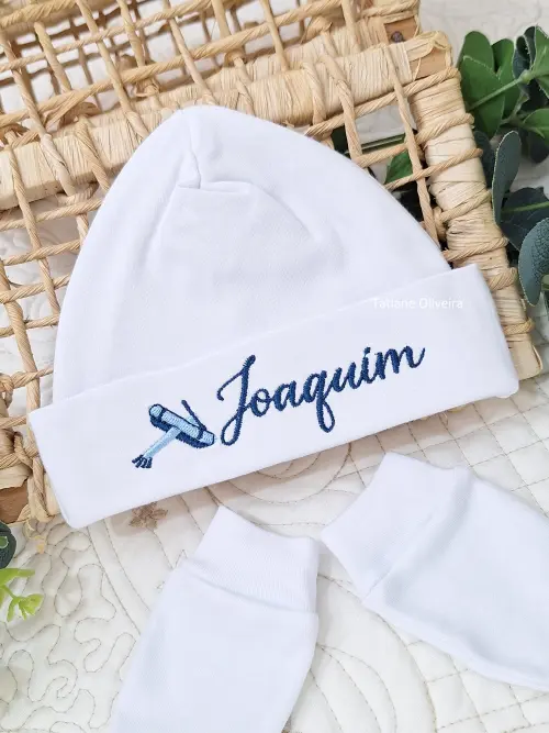 Touca de bebê recém nascido bordada - Touca de bebê personaliz
