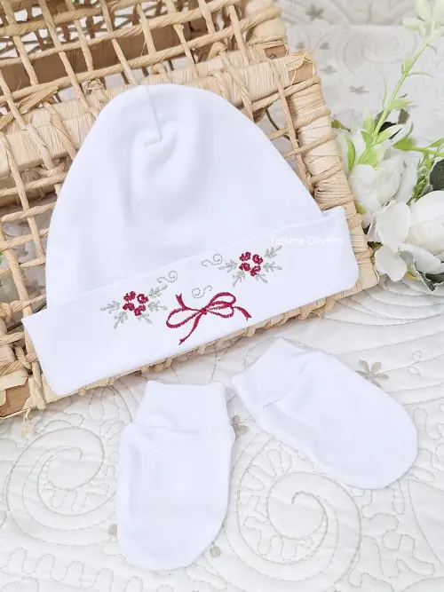Touca de bebê recém nascido bordada - Touca de bebê personaliz