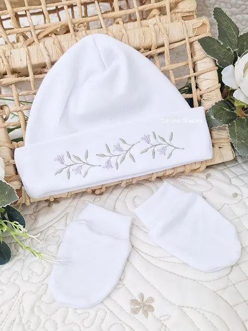 Touca de bebê recém nascido bordada - Touca de bebê personalizada