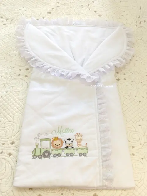 Saco de dormir para bebê bordado personalizado - Porta bebê bor