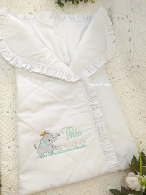Saco de dormir para bebê bordado personalizado - Porta bebê bordado