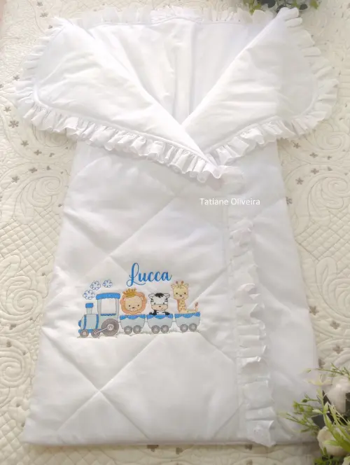 Saco de dormir para bebê bordado personalizado - Porta bebê bordado