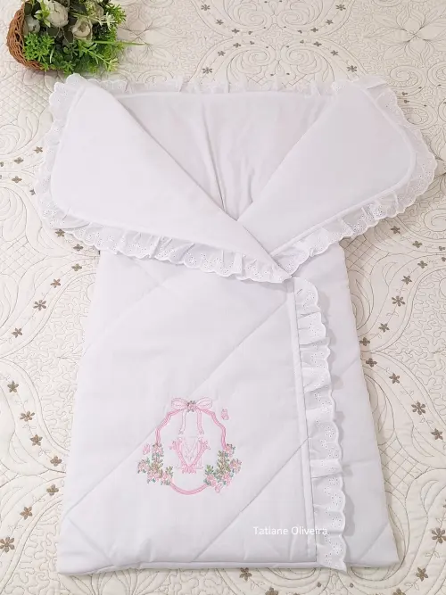 Saco de dormir para bebê bordado personalizado - Porta bebê bordado
