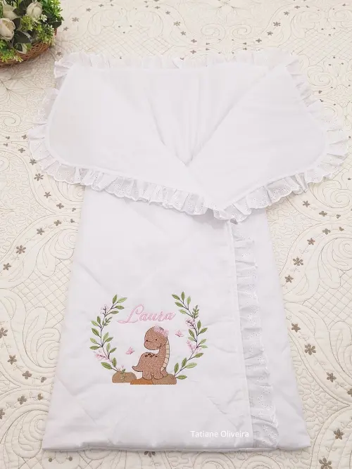 Saco de dormir para bebê bordado personalizado - Porta bebê bordado