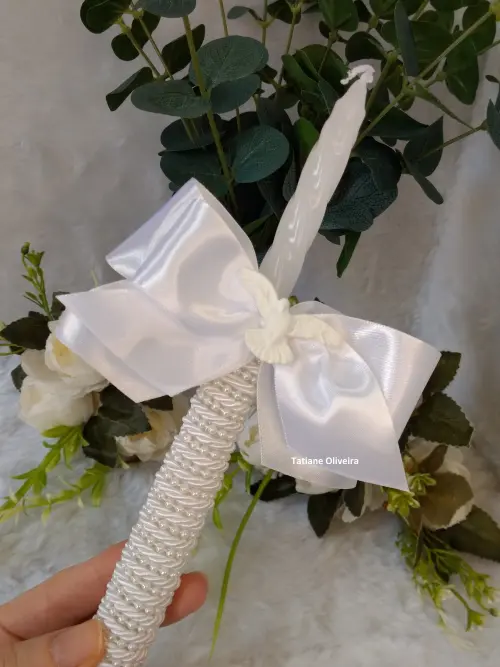 Vela De Batizado Personalizada - Vela De Batismo Decorada