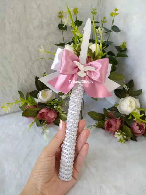 Vela De Batizado Personalizada - Vela De Batismo Decorada