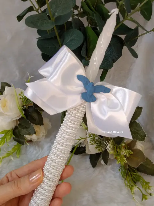 Vela De Batizado Personalizada - Vela De Batismo Decorada