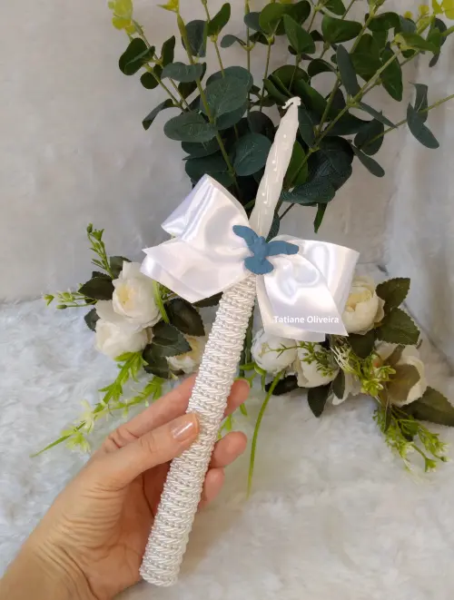 Vela De Batizado Personalizada - Vela De Batismo Decorada