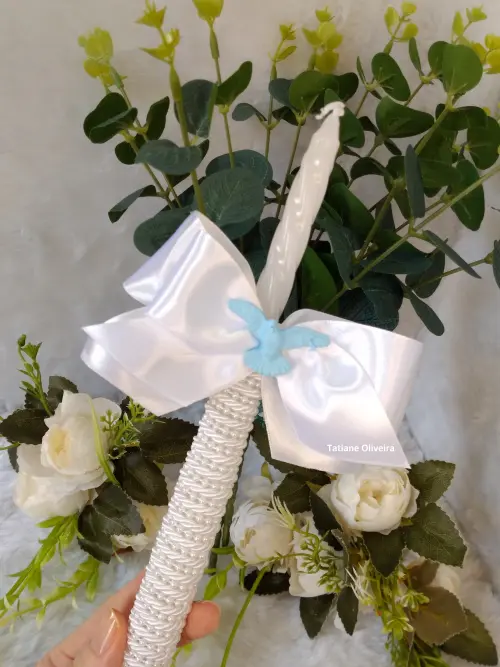 Vela De Batizado Personalizada - Vela De Batismo Decorada