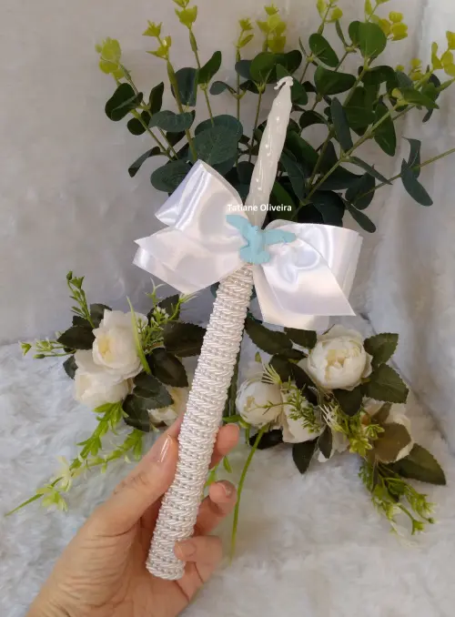 Vela De Batizado Personalizada - Vela De Batismo Decorada