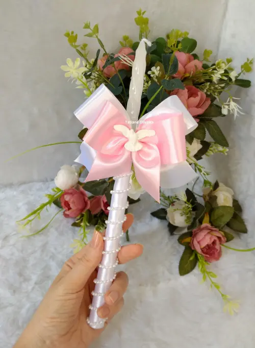 Vela De Batizado Personalizada - Vela De Batismo Decorada