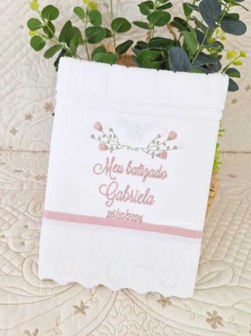 Toalha De Batizado Bordada - Toalha De Batizado Personalizada Com Nome E Data