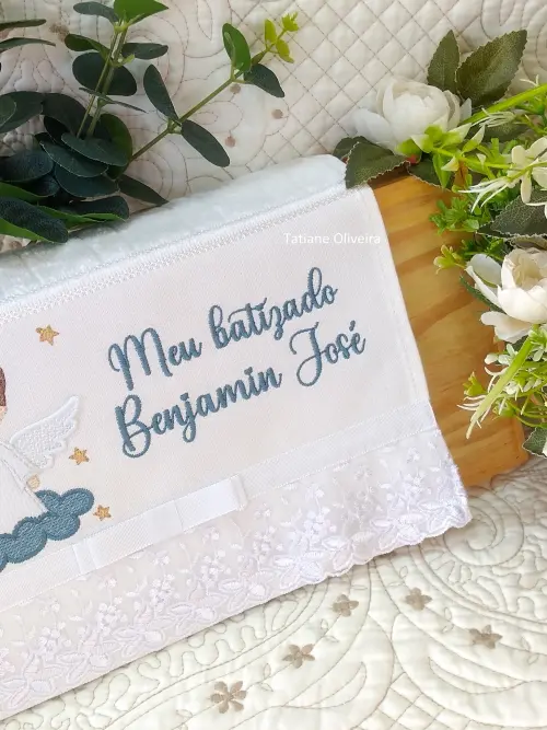 Toalha De Batizado Bordada - Toalha De Batizado Personalizada Com