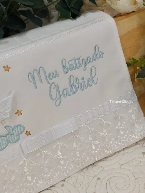 Toalha De Batizado Bordada - Toalha De Batizado Personalizada Com