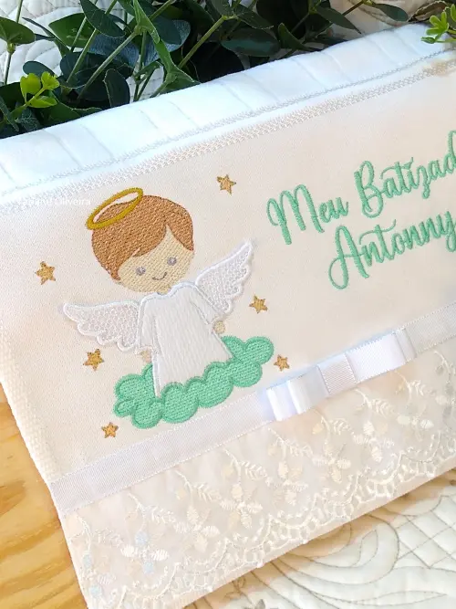 Toalha De Batizado Bordada - Toalha De Batizado Personalizada Com