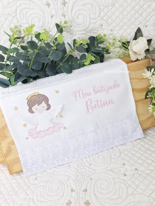 Toalha De Batizado Bordada - Toalha De Batizado Personalizada Com Nome