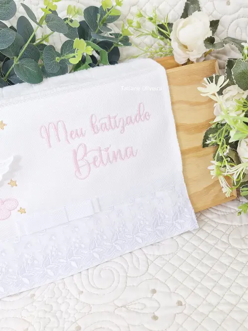 Toalha De Batizado Bordada - Toalha De Batizado Personalizada Com