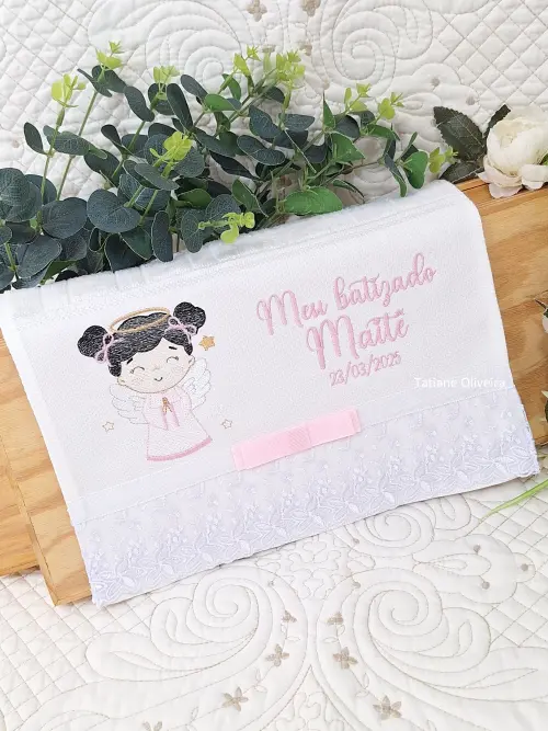 Toalha De Batizado Bordada - Toalha De Batizado Personalizada Com Nome E Data
