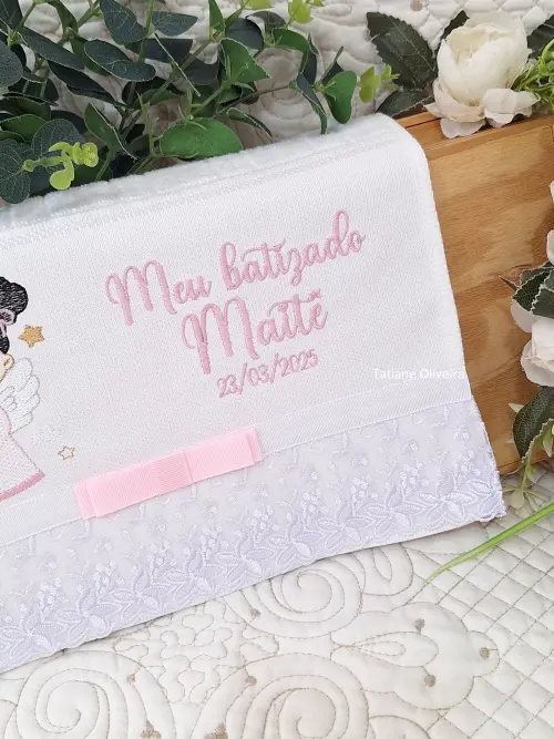 Toalha De Batizado Bordada - Toalha De Batizado Personalizada Com