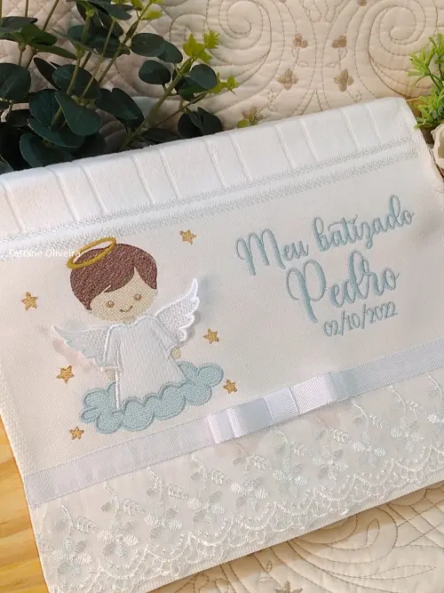 Toalha De Batizado Bordada - Toalha De Batizado Personalizada Com Nome E Data