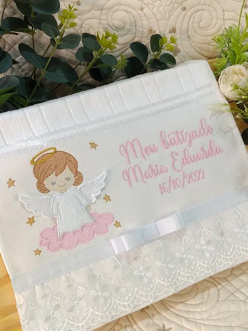 Toalha De Batizado Bordada - Toalha De Batizado Personalizada Com Nome E Data