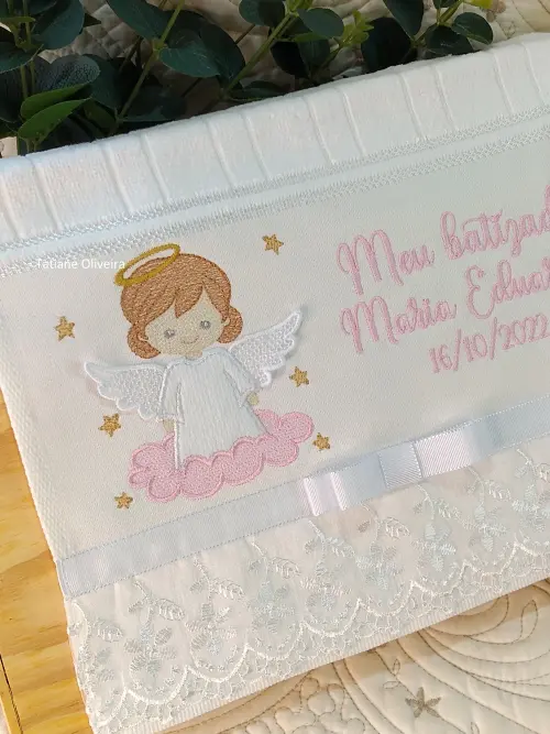 Toalha De Batizado Bordada - Toalha De Batizado Personalizada Com